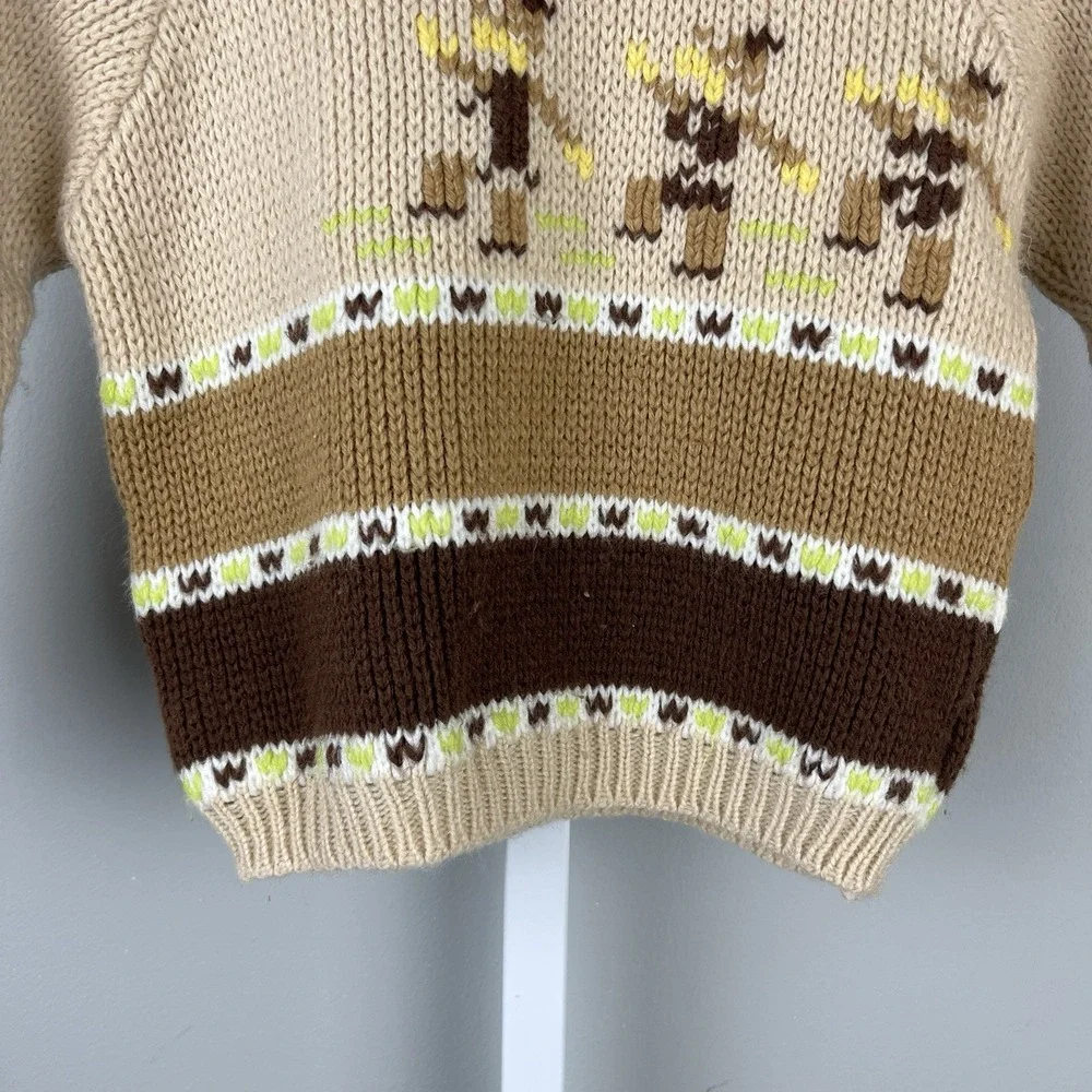 Vintage A Little Angel Toddler Boys Turtleneck Sweater Raglan Sleeve‎ Tan Brown